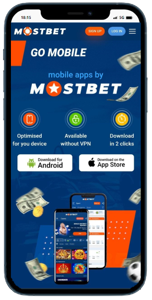 A smartphone displaying casino site with options to download app for Android or IOS